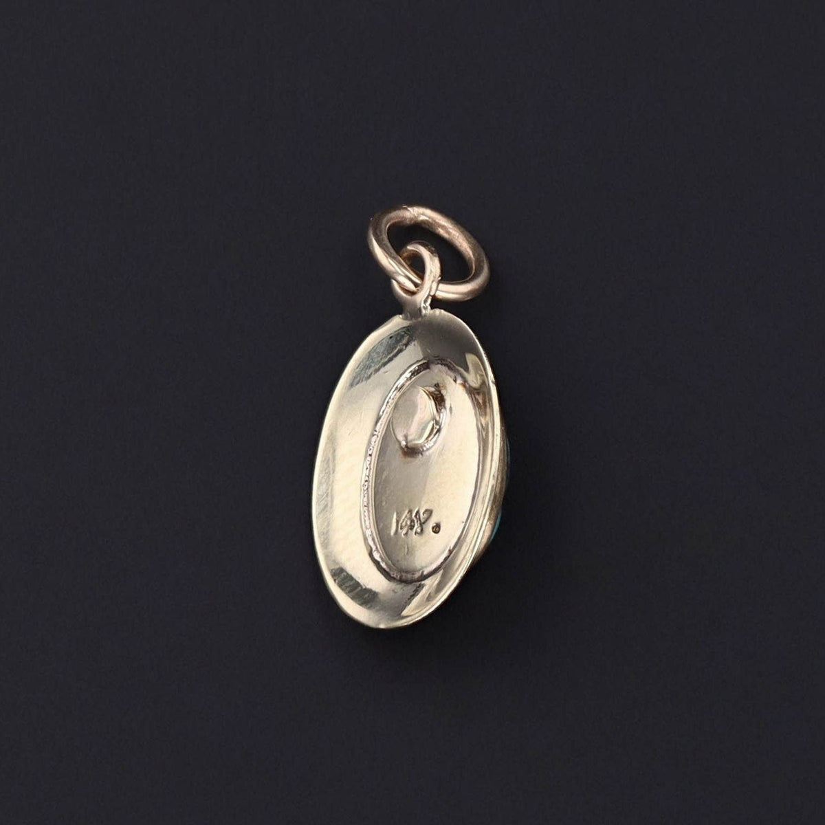 Antique Turquoise Conversion Charm of 14k Gold - Trademark Antiques