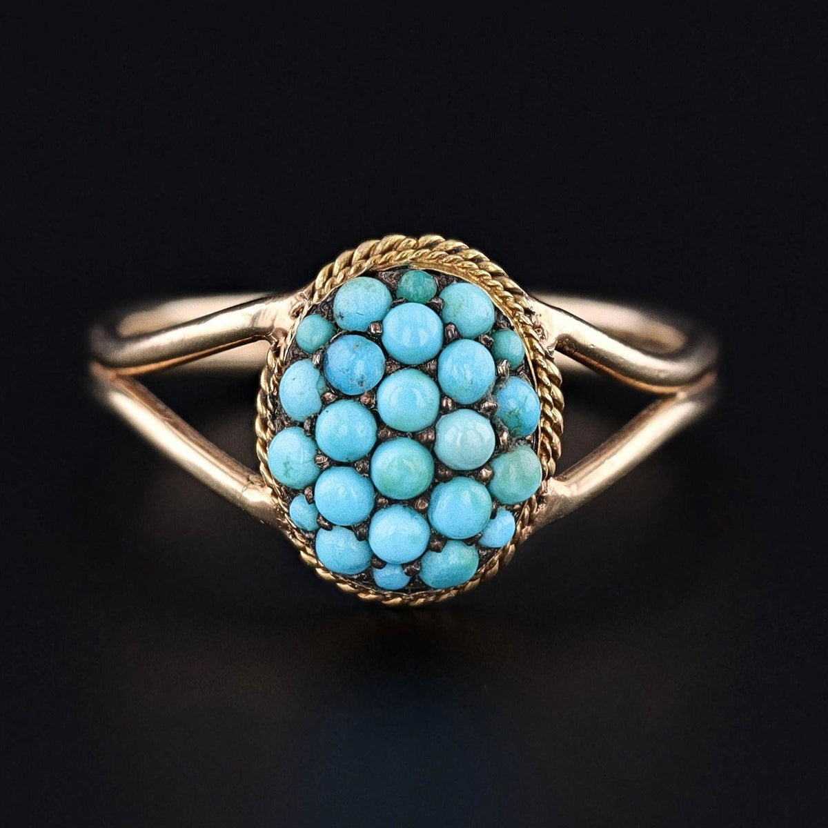 Antique Turquoise Conversion Ring of 10k &amp; 14k Gold - Trademark Antiques