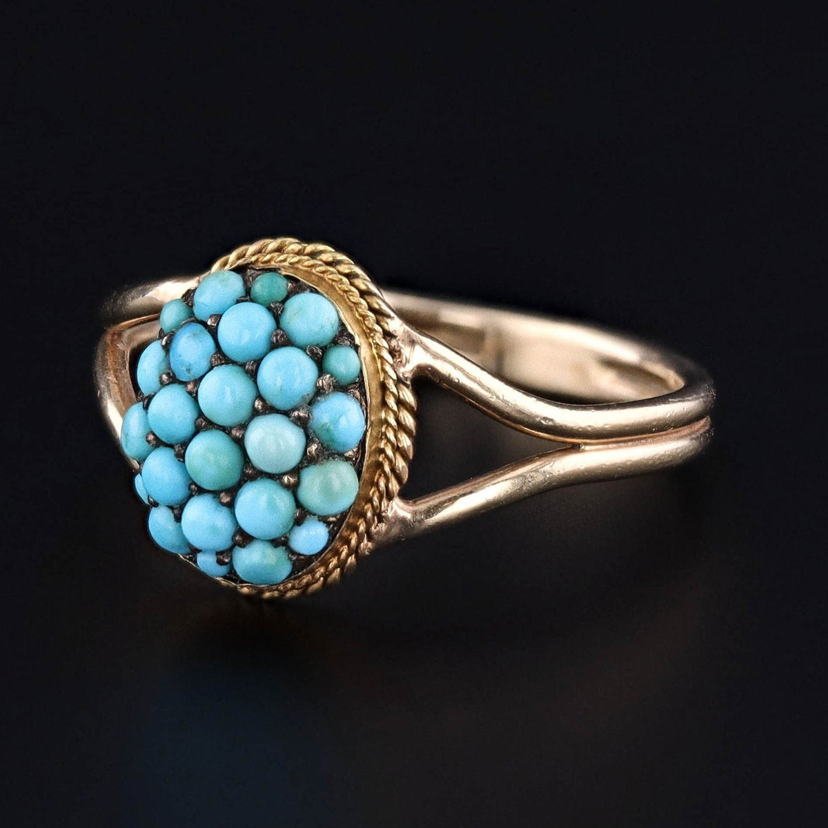 Antique Turquoise Conversion Ring of 10k &amp; 14k Gold - Trademark Antiques