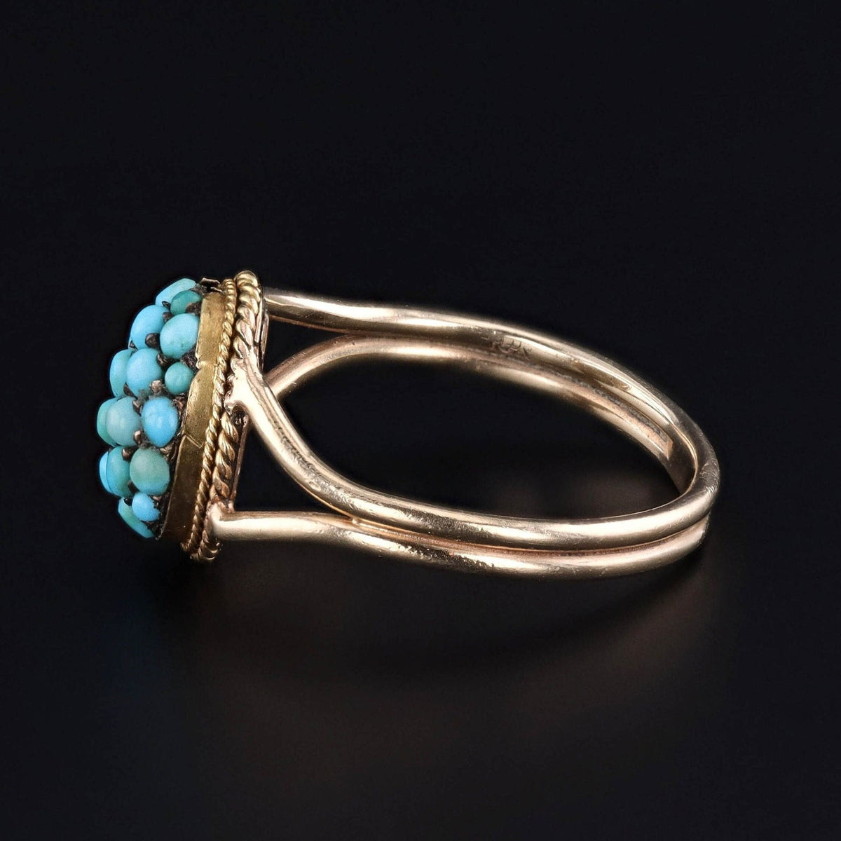 Antique Turquoise Conversion Ring of 10k &amp; 14k Gold - Trademark Antiques