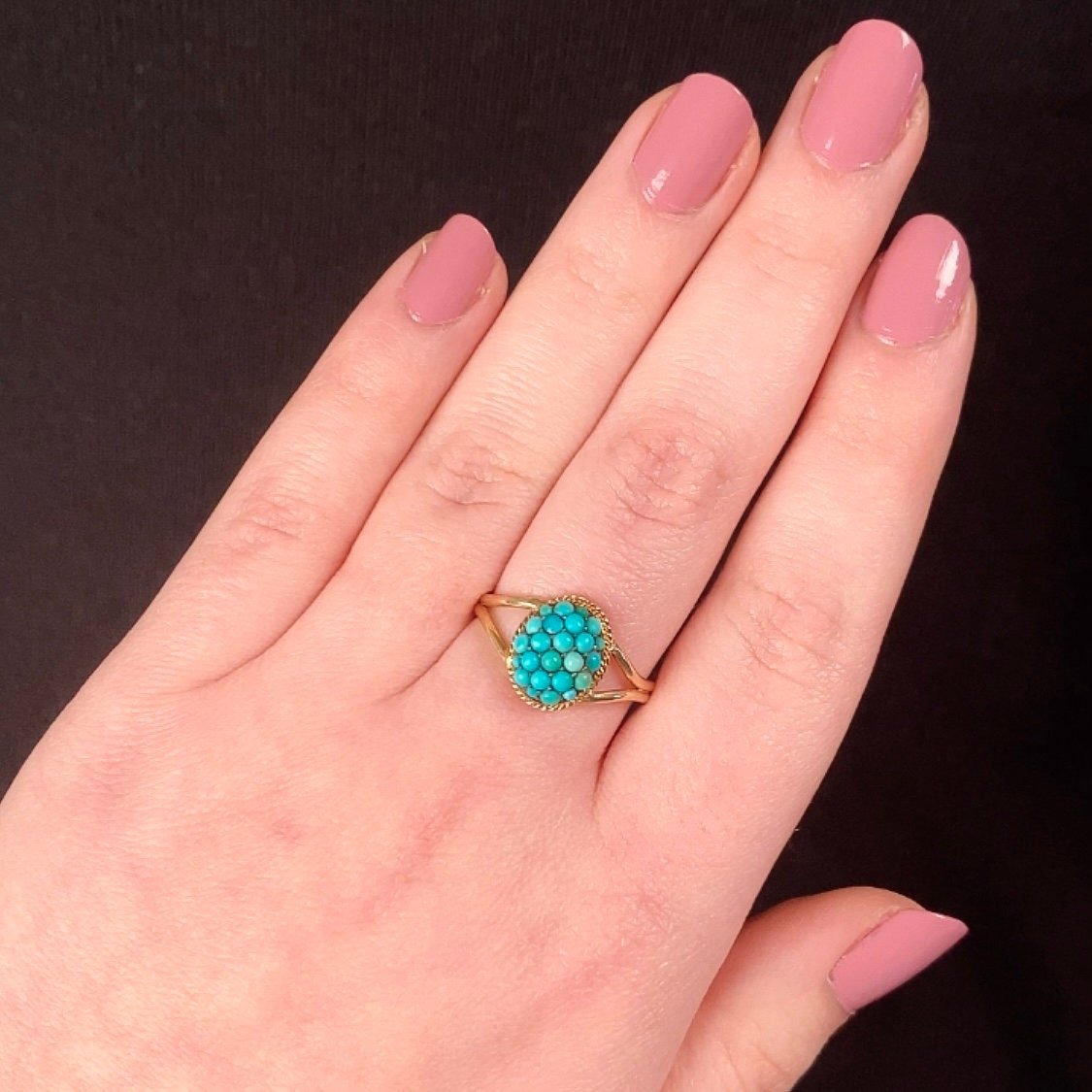Antique Turquoise Conversion Ring of 10k &amp; 14k Gold - Trademark Antiques