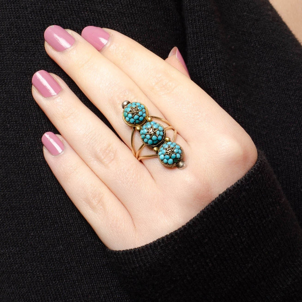 Antique Turquoise Conversion Ring of 14k Gold - Trademark Antiques