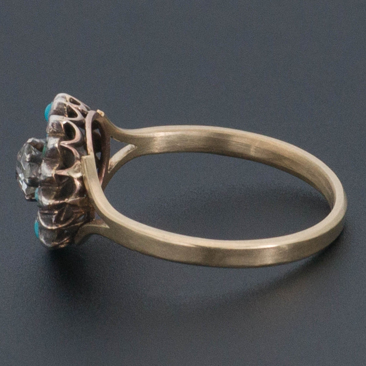 Antique Turquoise &amp; Diamond Ring | 14k Gold Ring - Trademark Antiques