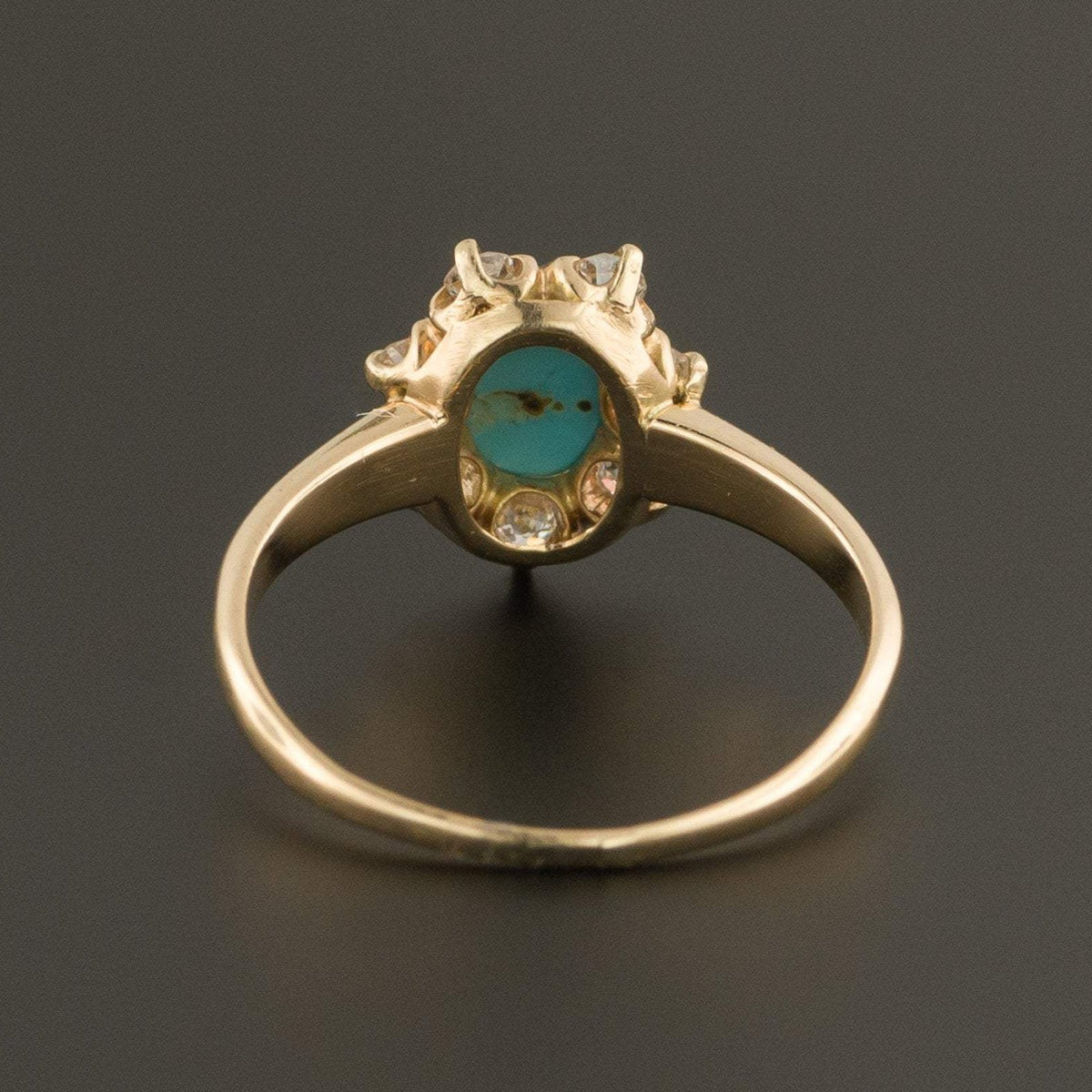 Antique Turquoise &amp; Diamond Ring | 14k Gold Ring - Trademark Antiques
