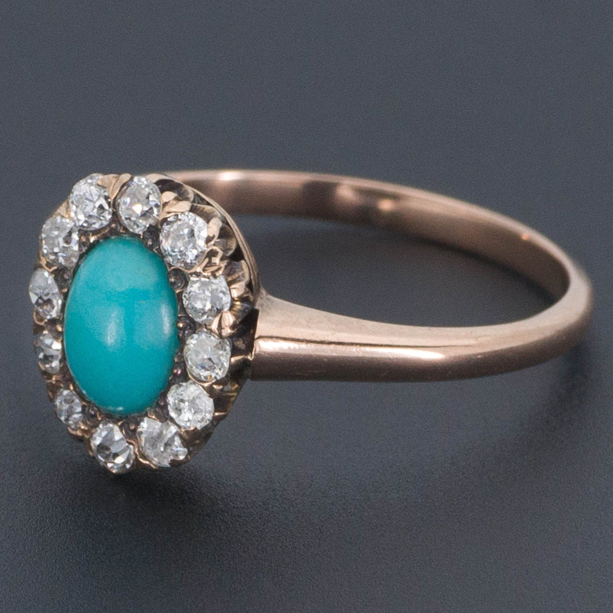 Antique Turquoise &amp; Diamond Ring | Antique 14k Gold Ring - Trademark Antiques