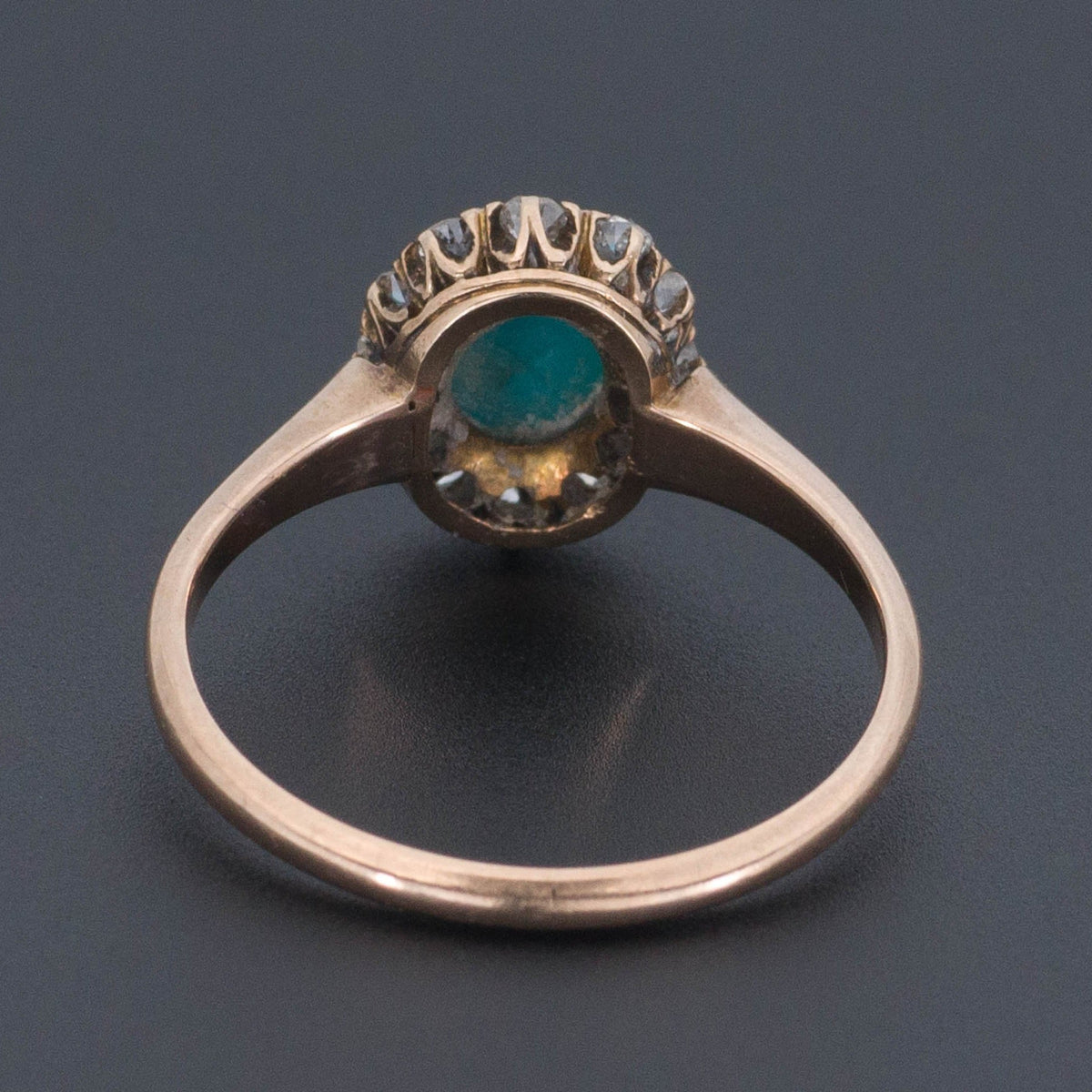 Antique Turquoise &amp; Diamond Ring | Antique 14k Gold Ring - Trademark Antiques