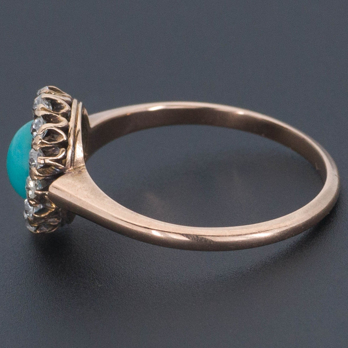 Antique Turquoise &amp; Diamond Ring | Antique 14k Gold Ring - Trademark Antiques