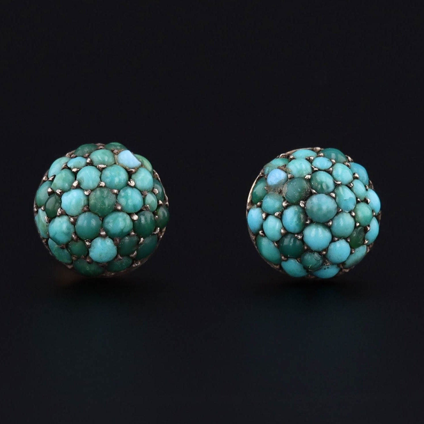 Antique Turquoise Earrings | 14k Gold & Turquoise Earrings - Trademark Antiques