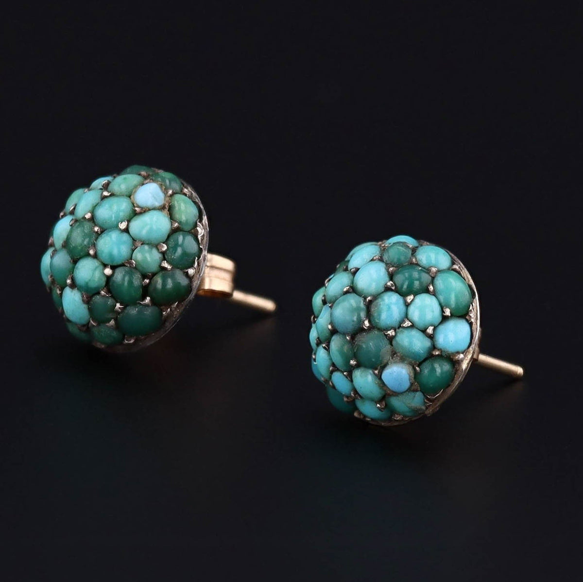 Antique Turquoise Earrings | 14k Gold &amp; Turquoise Earrings - Trademark Antiques