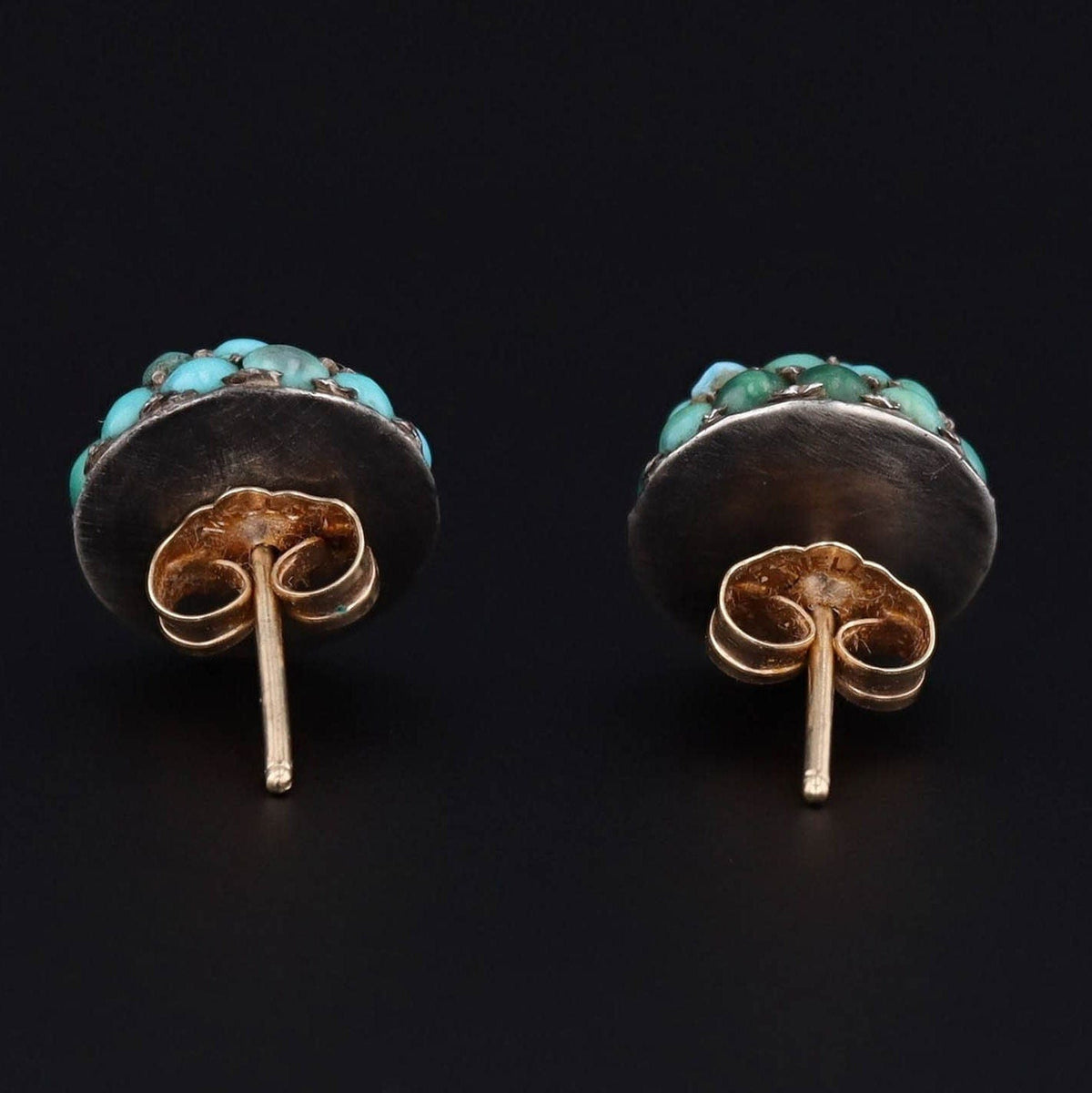 Antique Turquoise Earrings | 14k Gold &amp; Turquoise Earrings - Trademark Antiques