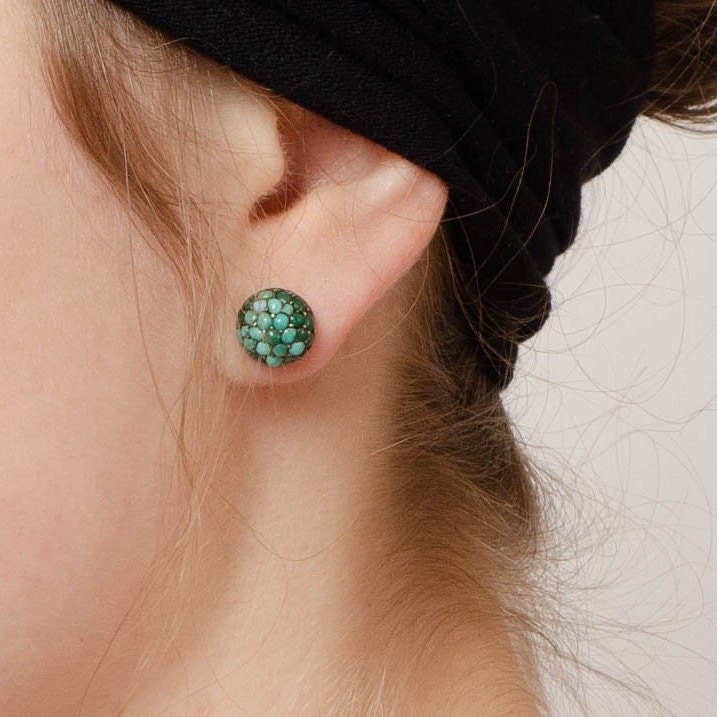 Antique Turquoise Earrings | 14k Gold &amp; Turquoise Earrings - Trademark Antiques