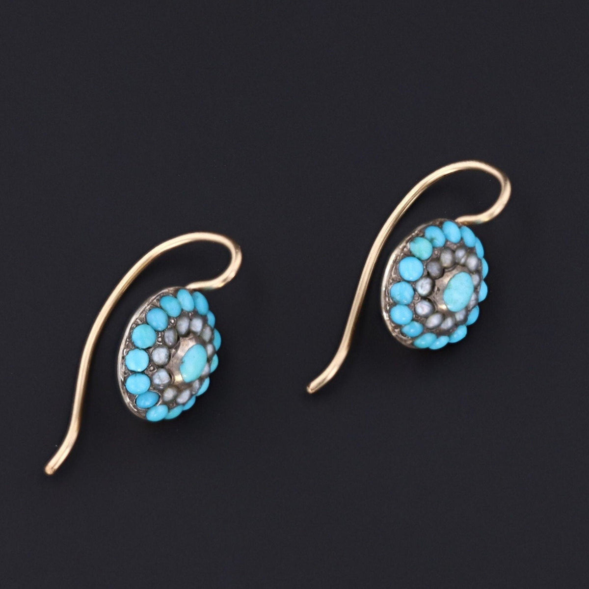 Antique Turquoise Earrings | Antique Silver &amp; 14k Gold Earrings - Trademark Antiques