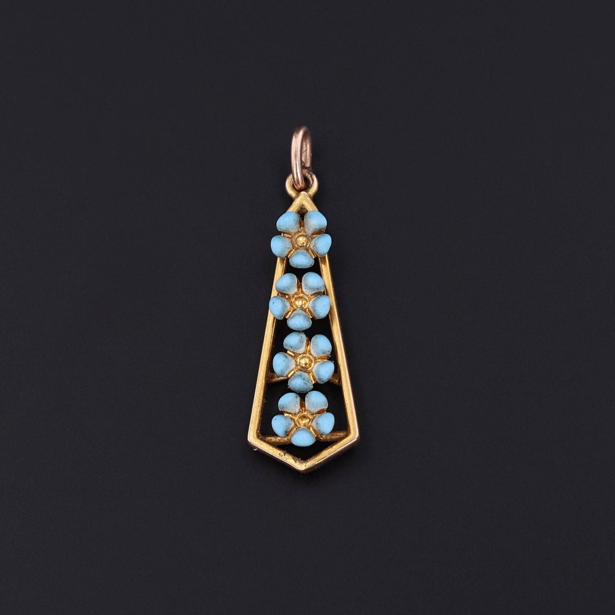 Antique Turquoise Forget - Me - Not Pendant of 10k Gold - Trademark Antiques