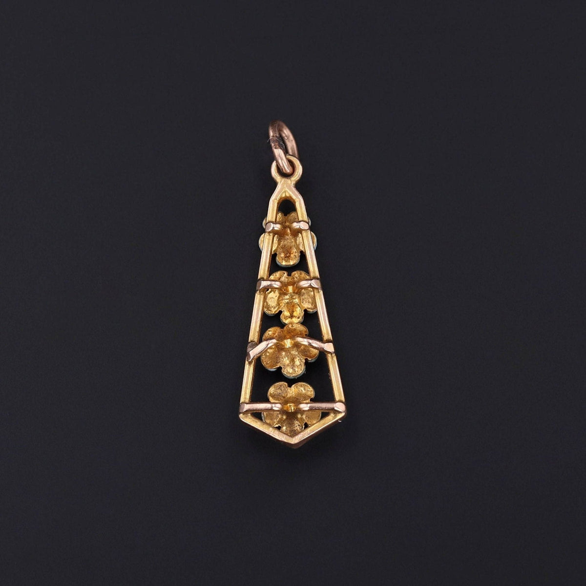 Antique Turquoise Forget - Me - Not Pendant of 10k Gold - Trademark Antiques