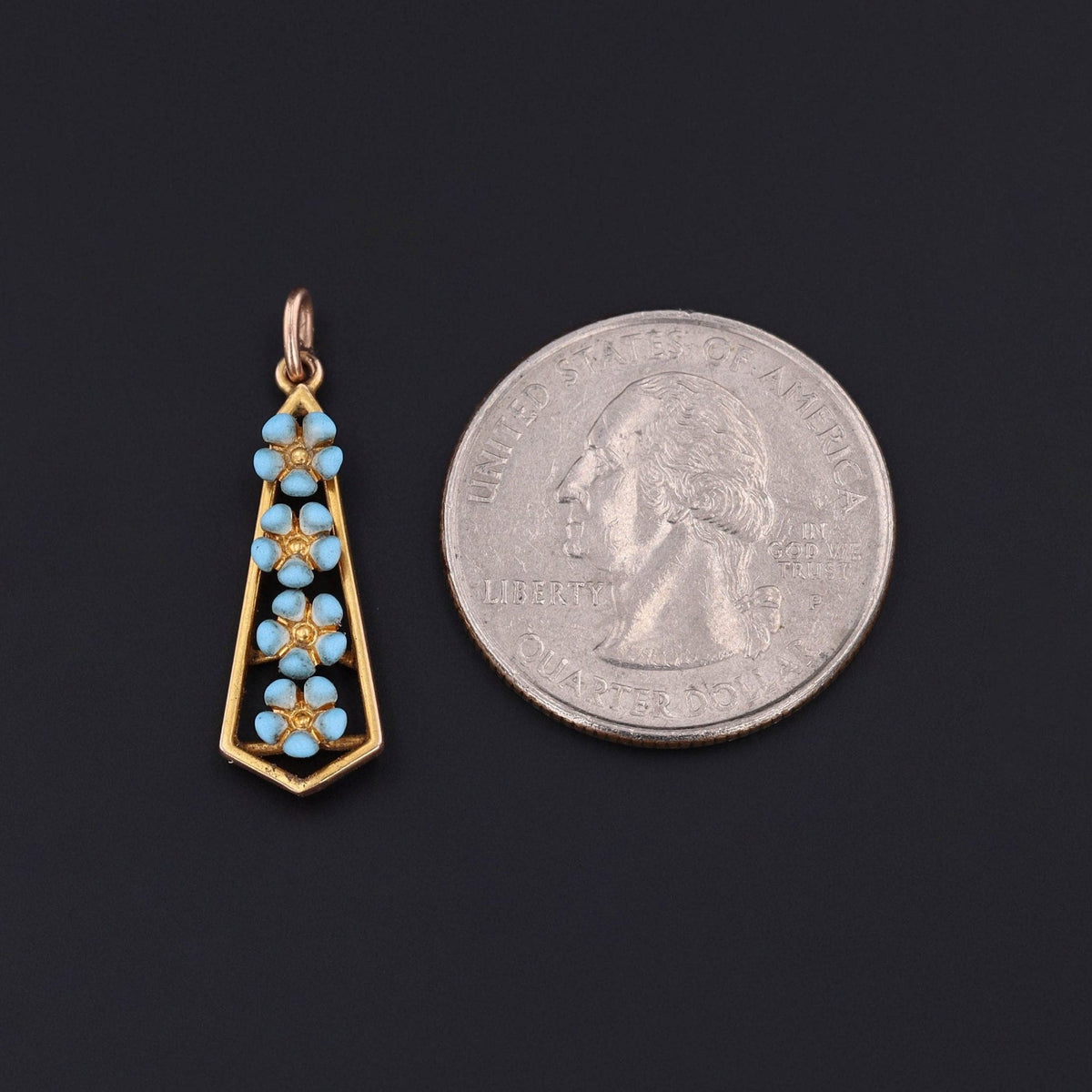 Antique Turquoise Forget - Me - Not Pendant of 10k Gold - Trademark Antiques