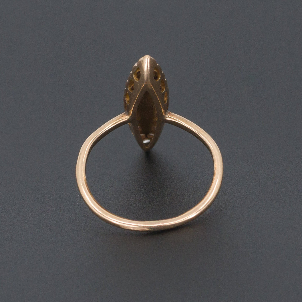 Antique Turquoise Glass &amp; Diamond Ring | Antique 14k Gold Navette Ring - Trademark Antiques