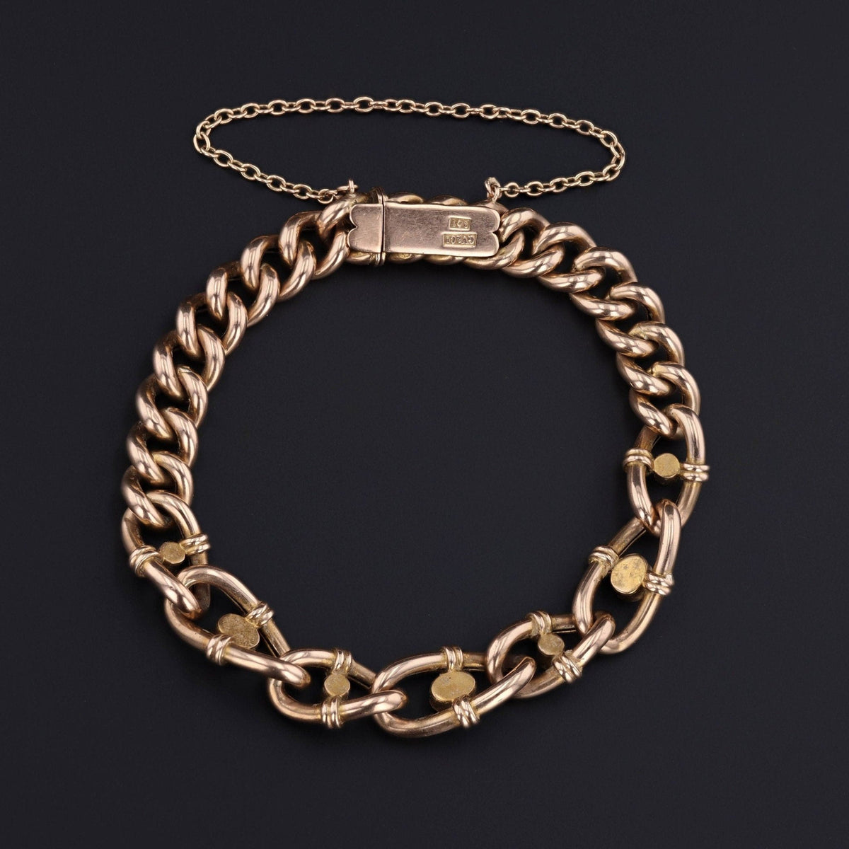 Antique Turquoise Link Bracelet of 9ct Gold - Trademark Antiques