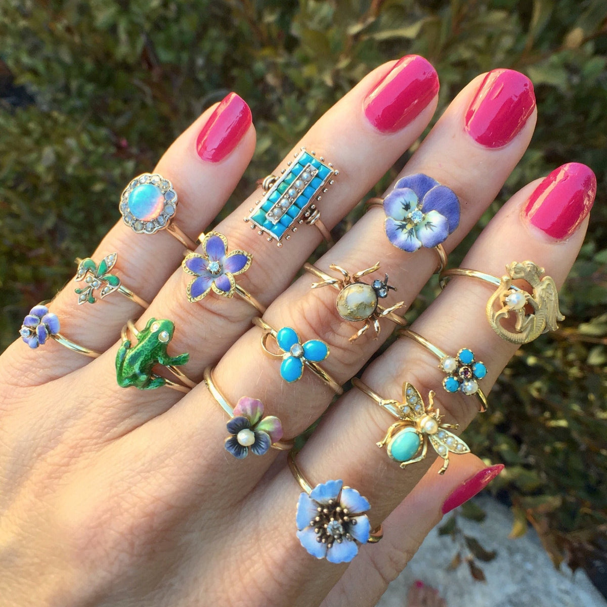 Antique Turquoise &amp; Pearl Ring | Antique Stick Pin Ring - Trademark Antiques