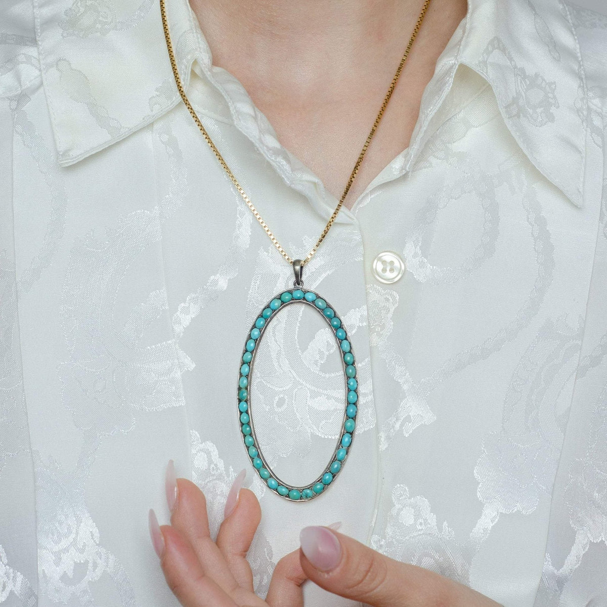 Antique Turquoise Pendant | Antique Buckle Conversion - Trademark Antiques