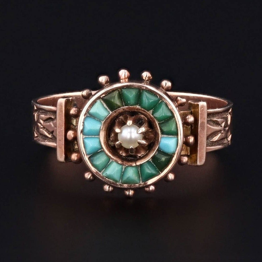 Antique Turquoise Ring | Turquoise & Diamond Ring - Trademark Antiques