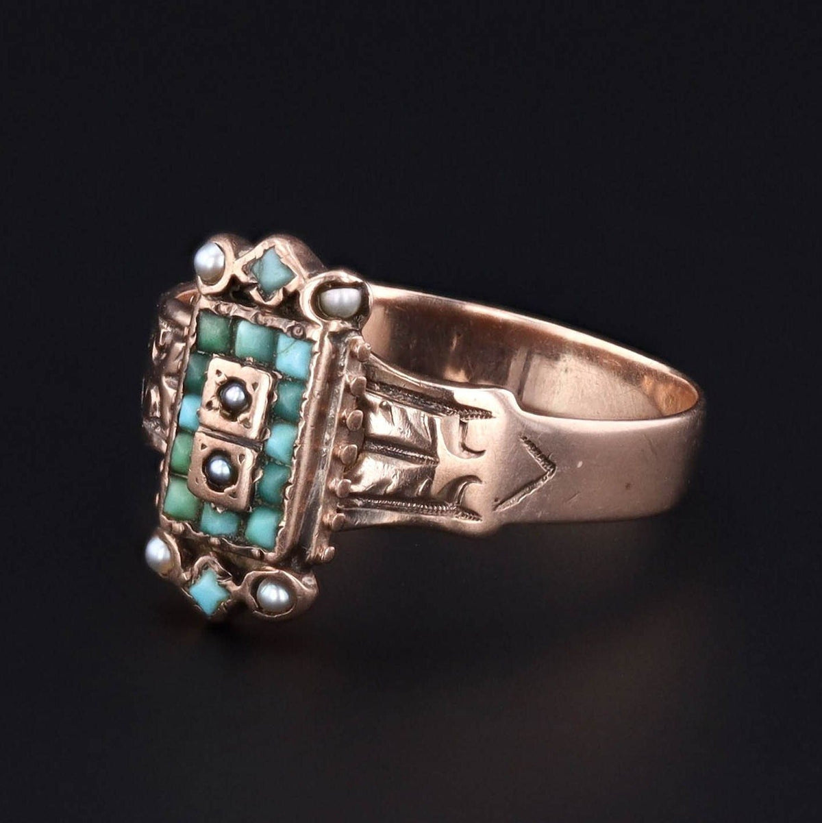 Antique Turquoise Ring | Turquoise &amp; Diamond Ring - Trademark Antiques