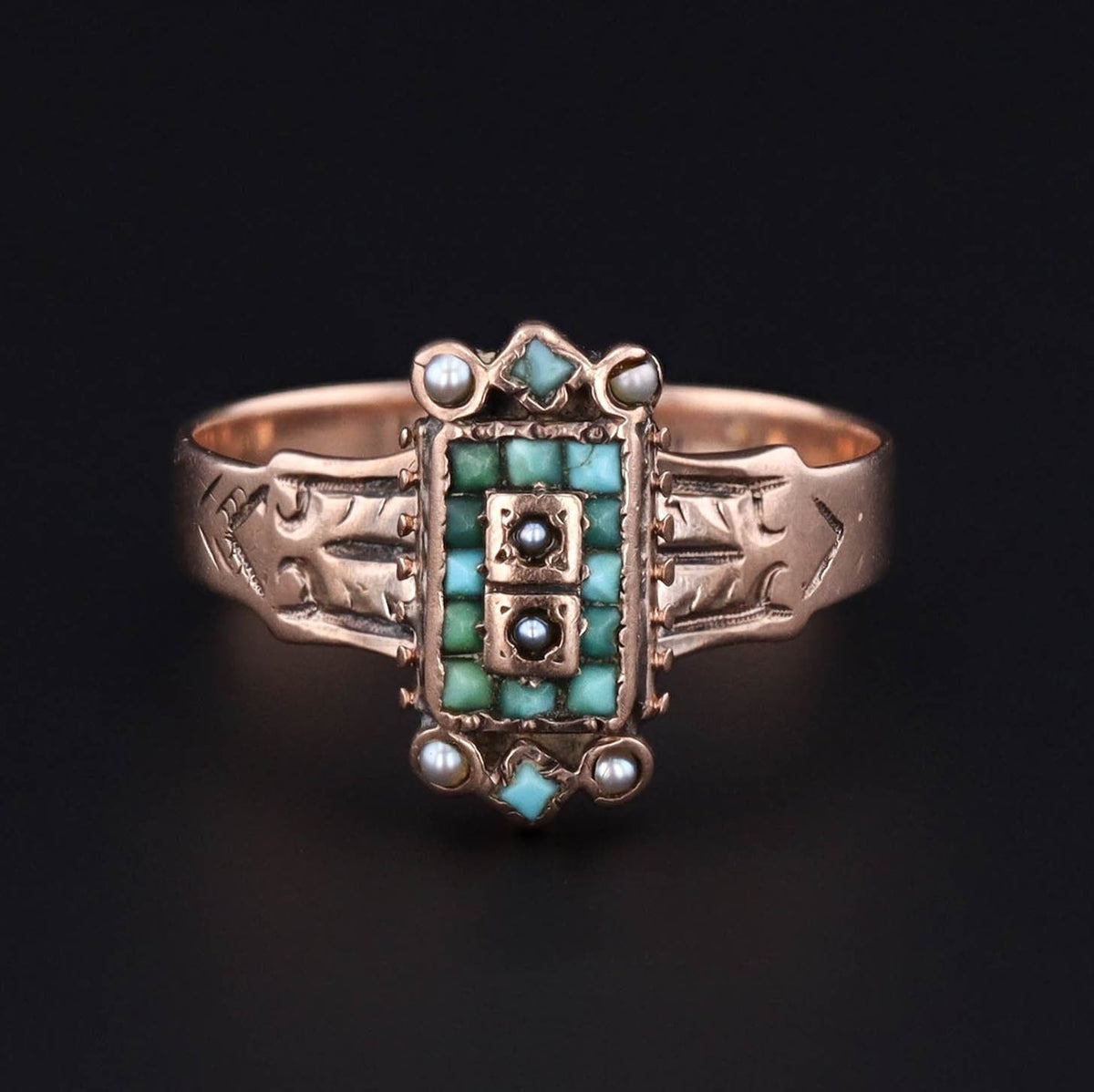Antique Turquoise Ring | Turquoise &amp; Diamond Ring - Trademark Antiques