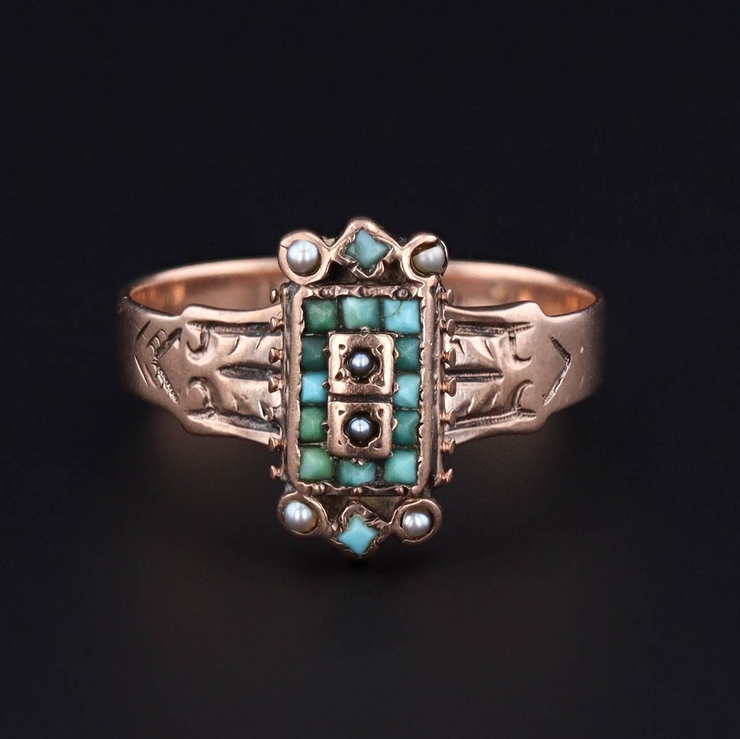 Antique Turquoise Ring | Turquoise & Diamond Ring - Trademark Antiques