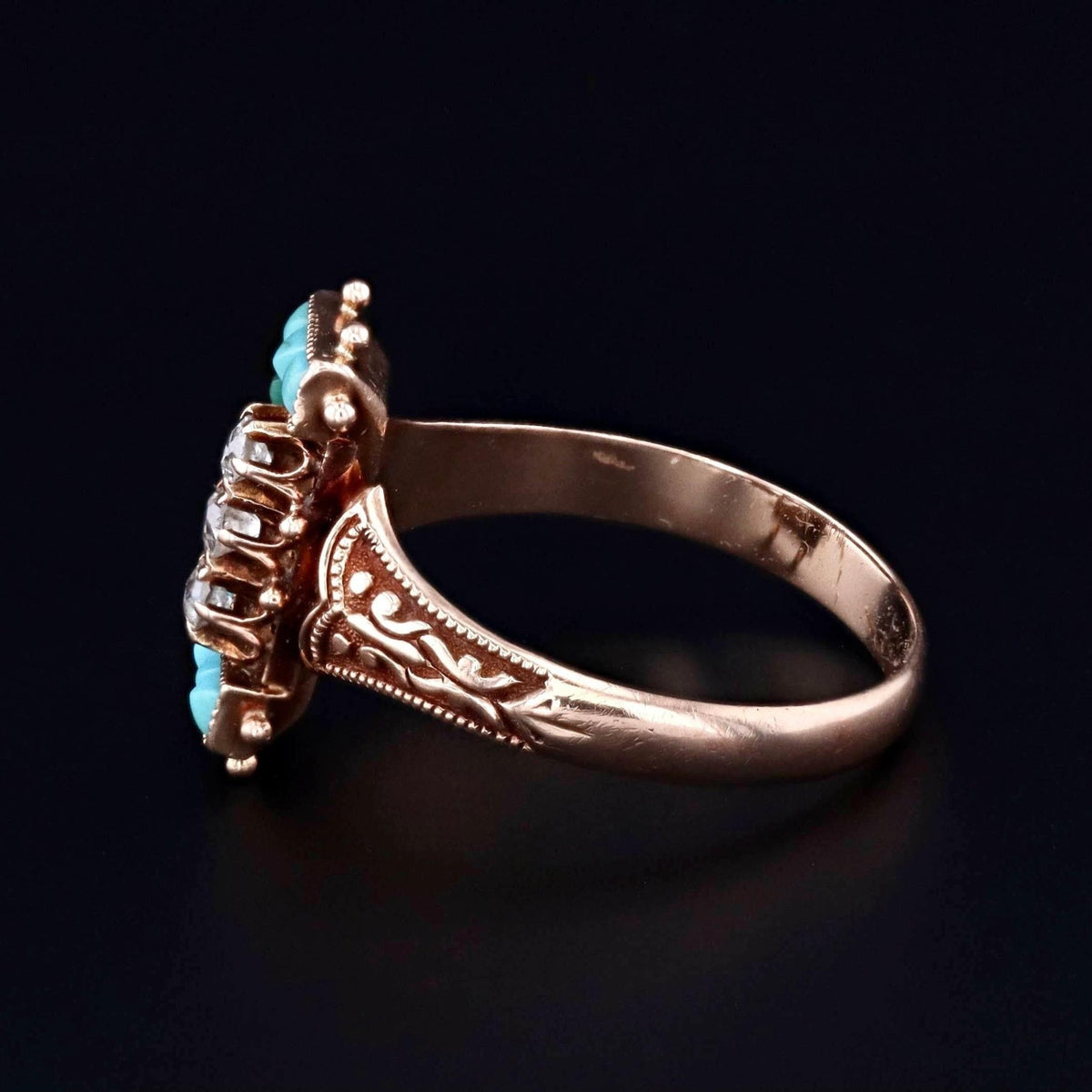 Antique Turquoise Ring | Turquoise &amp; Diamond Ring - Trademark Antiques