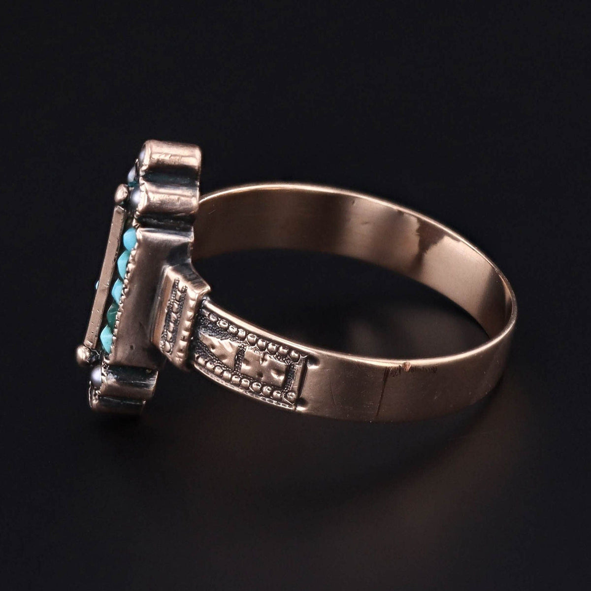 Antique Turquoise Ring | Turquoise &amp; Pearl Ring - Trademark Antiques