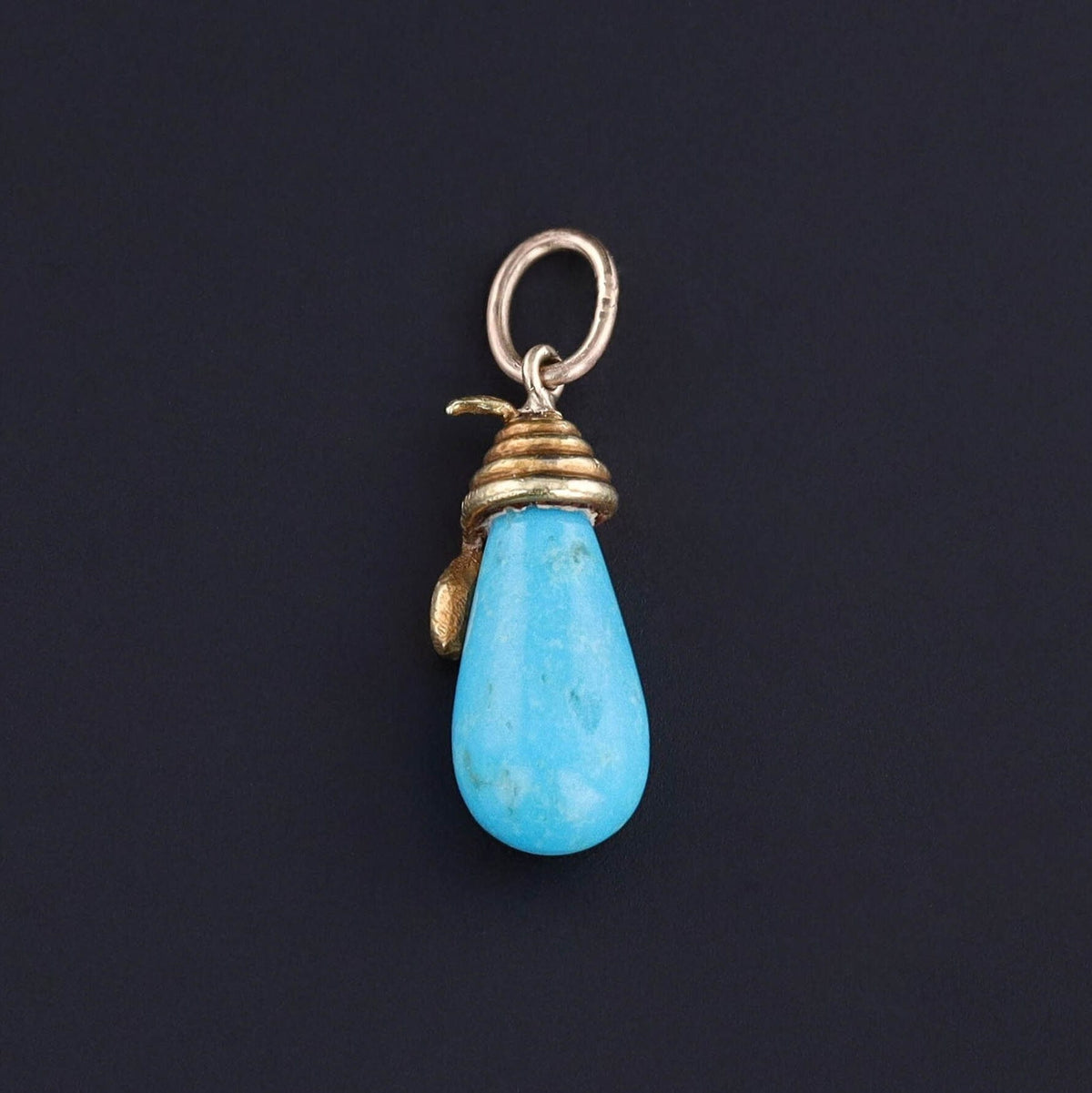 Antique Turquoise Snake Conversion Charm of 14k Gold - Trademark Antiques