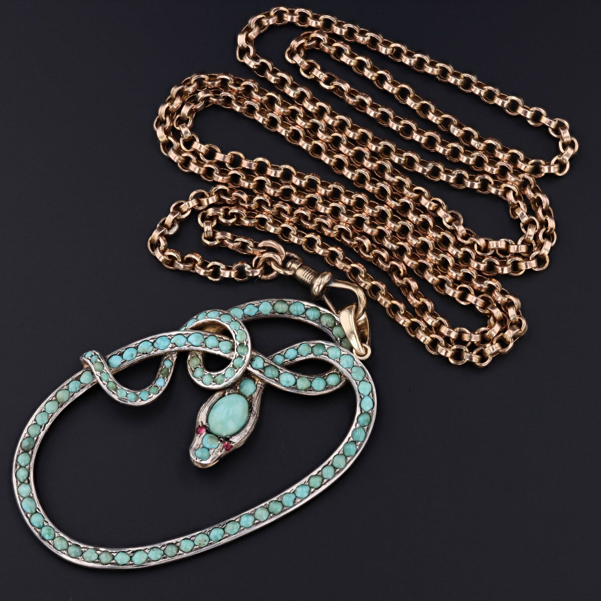 Antique Turquoise Snake Pendant | Antique Buckle Conversion - Trademark Antiques