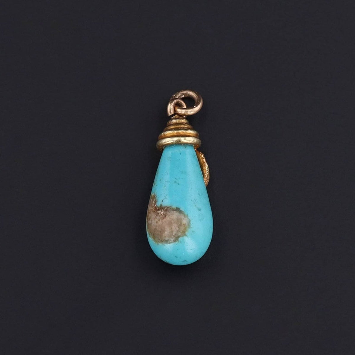 Antique Turquoise Snanke Conversion Charm of 14k Gold - Trademark Antiques