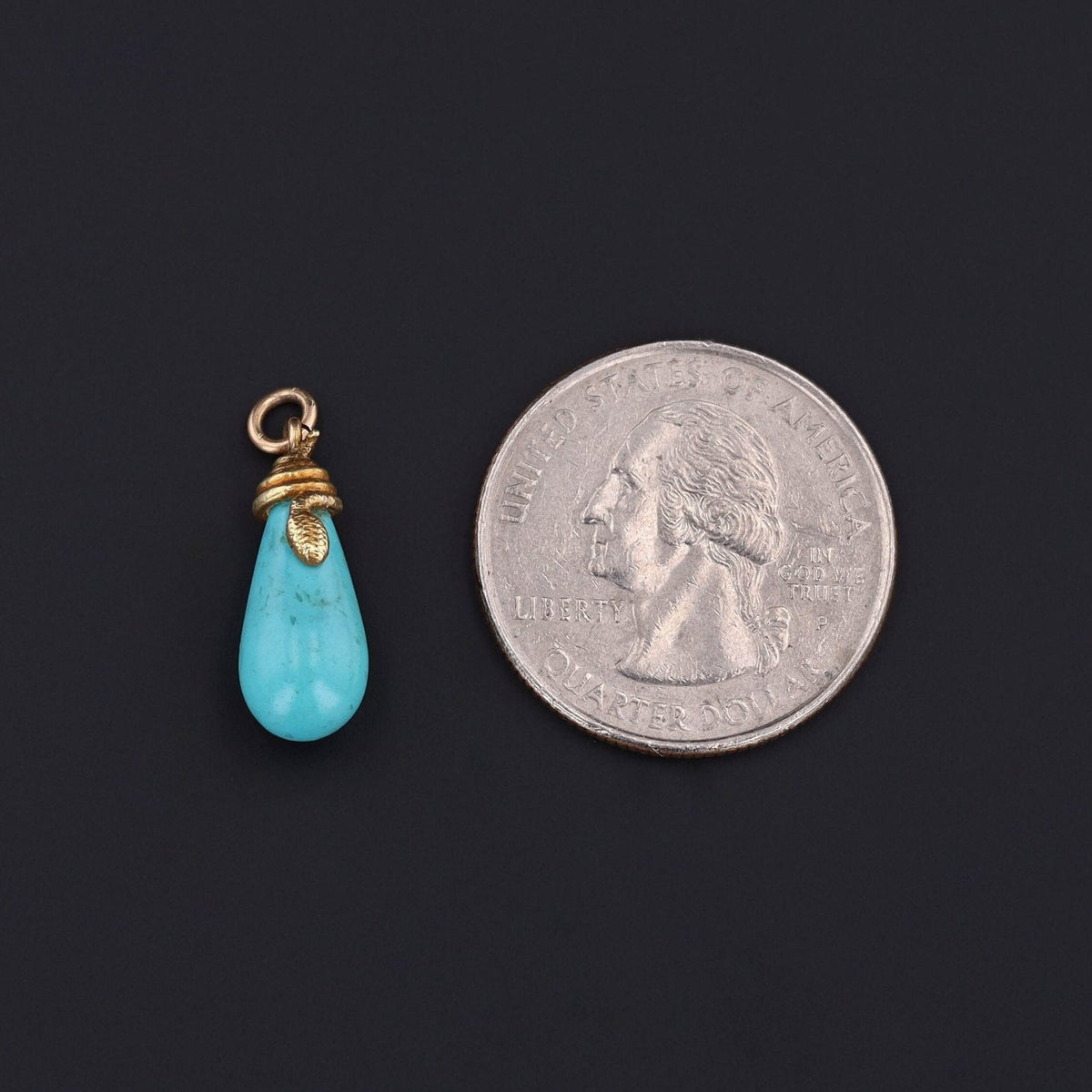 Antique Turquoise Snanke Conversion Charm of 14k Gold - Trademark Antiques