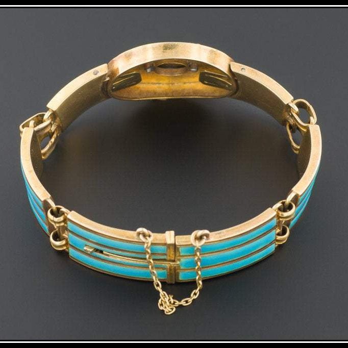 Antique Victorian Bracelet | Blue Enamel Victorian Bracelet - Trademark Antiques