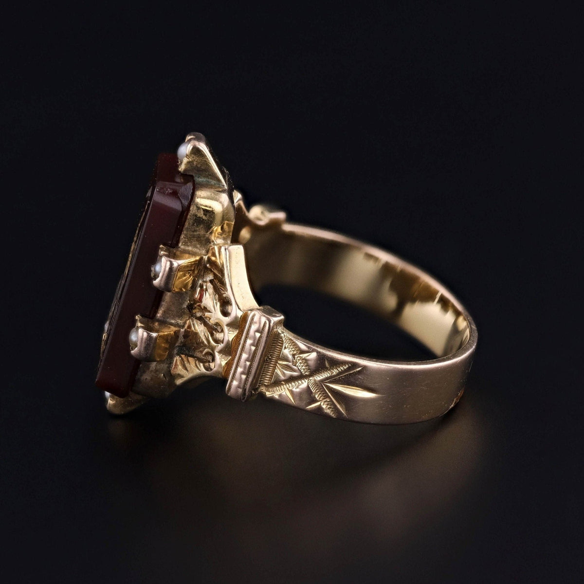 Antique Victorian Crane Ring of 10k Gold - Trademark Antiques