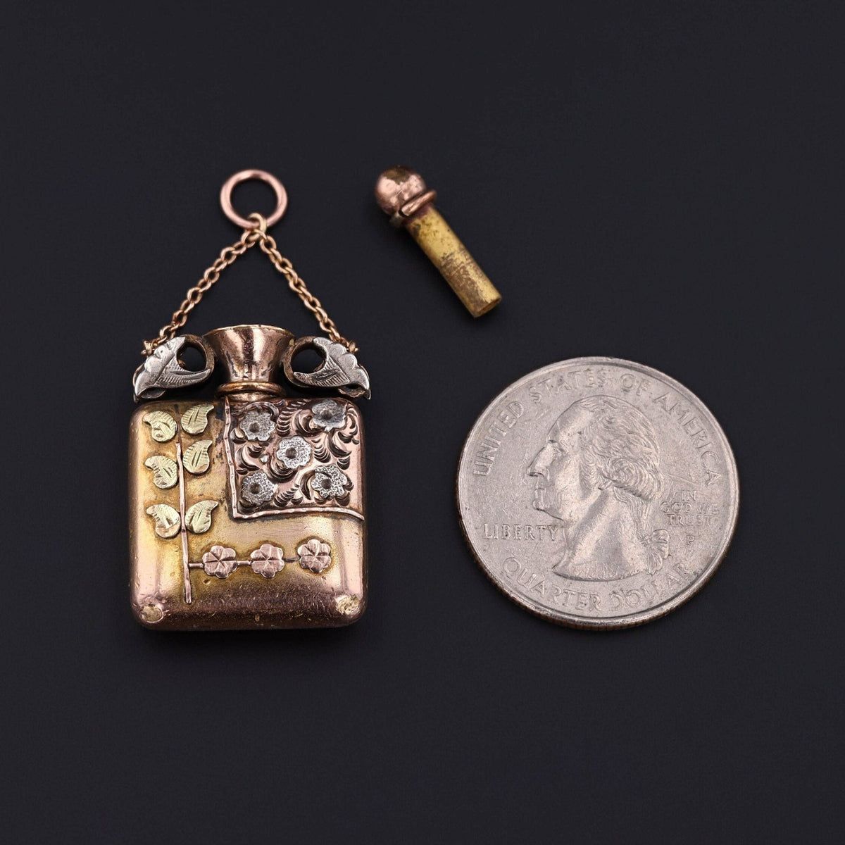 Antique Victorian Gold Filled Perfume Charm - Trademark Antiques
