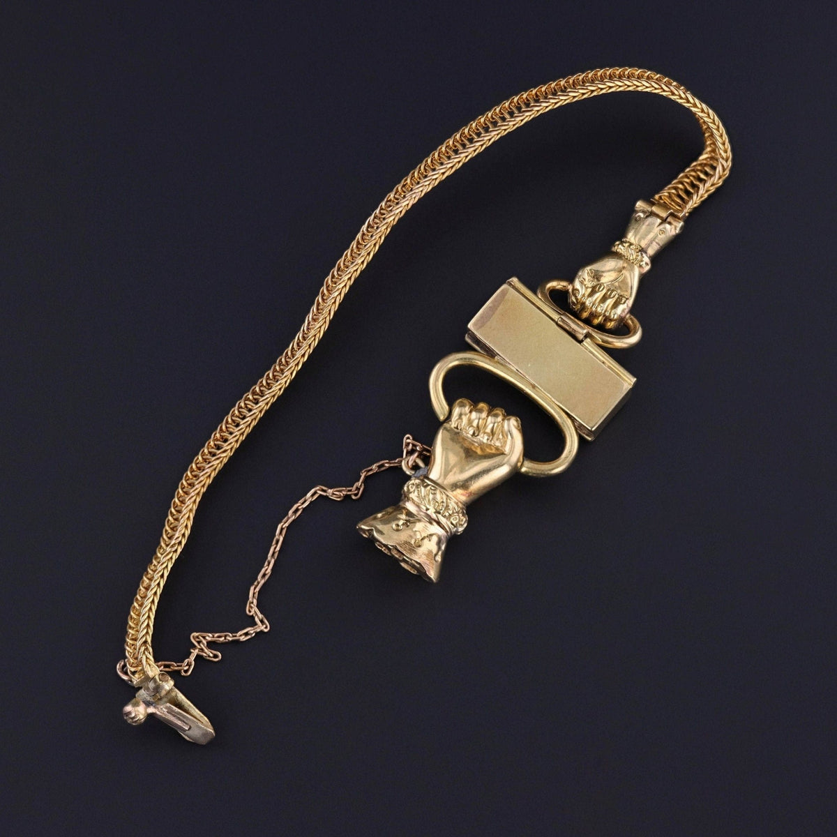 Antique Victorian Hand Locket Bracelet of 14k Gold - Trademark Antiques