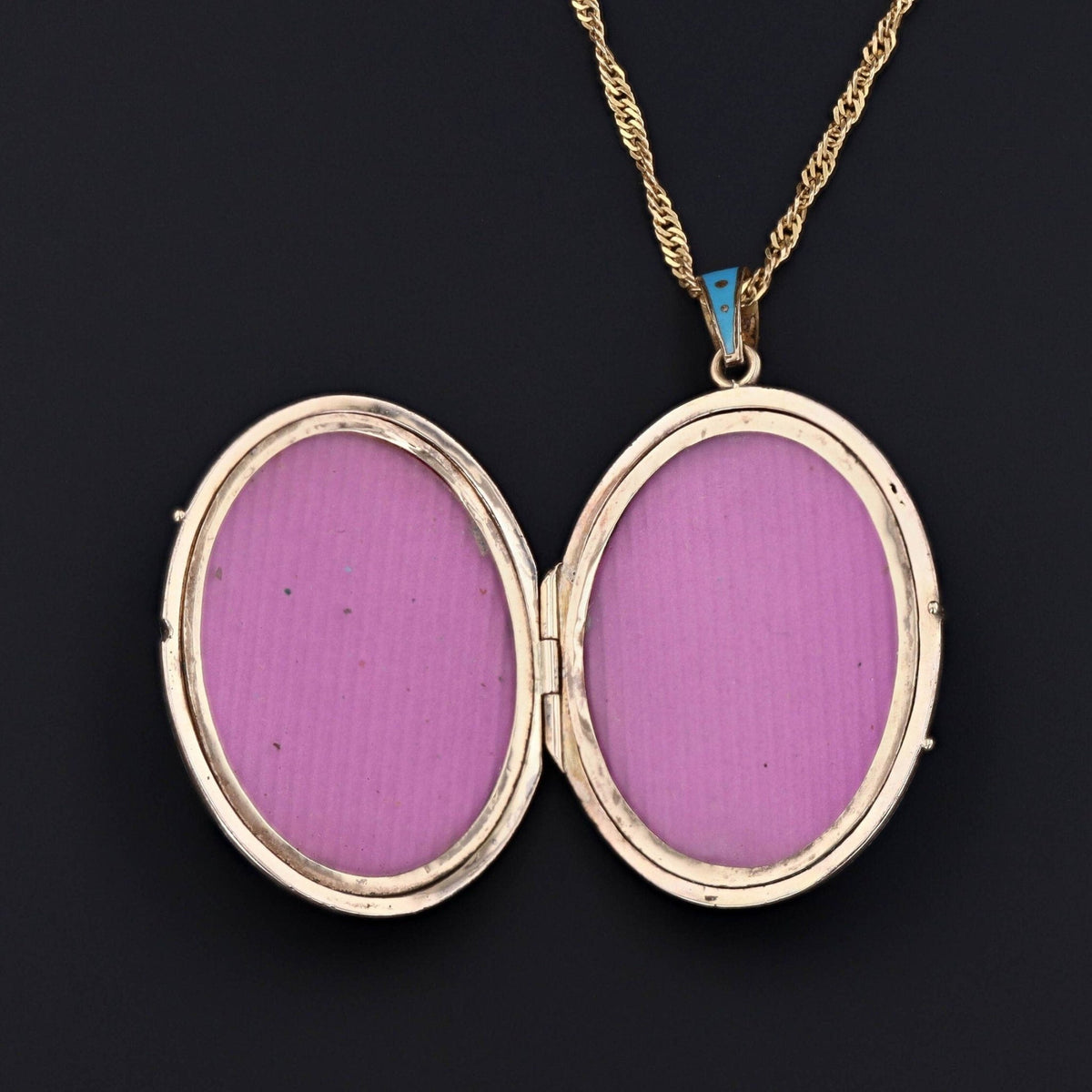 Antique Victorian Locket | Blue Enamel Flower Locket - Trademark Antiques