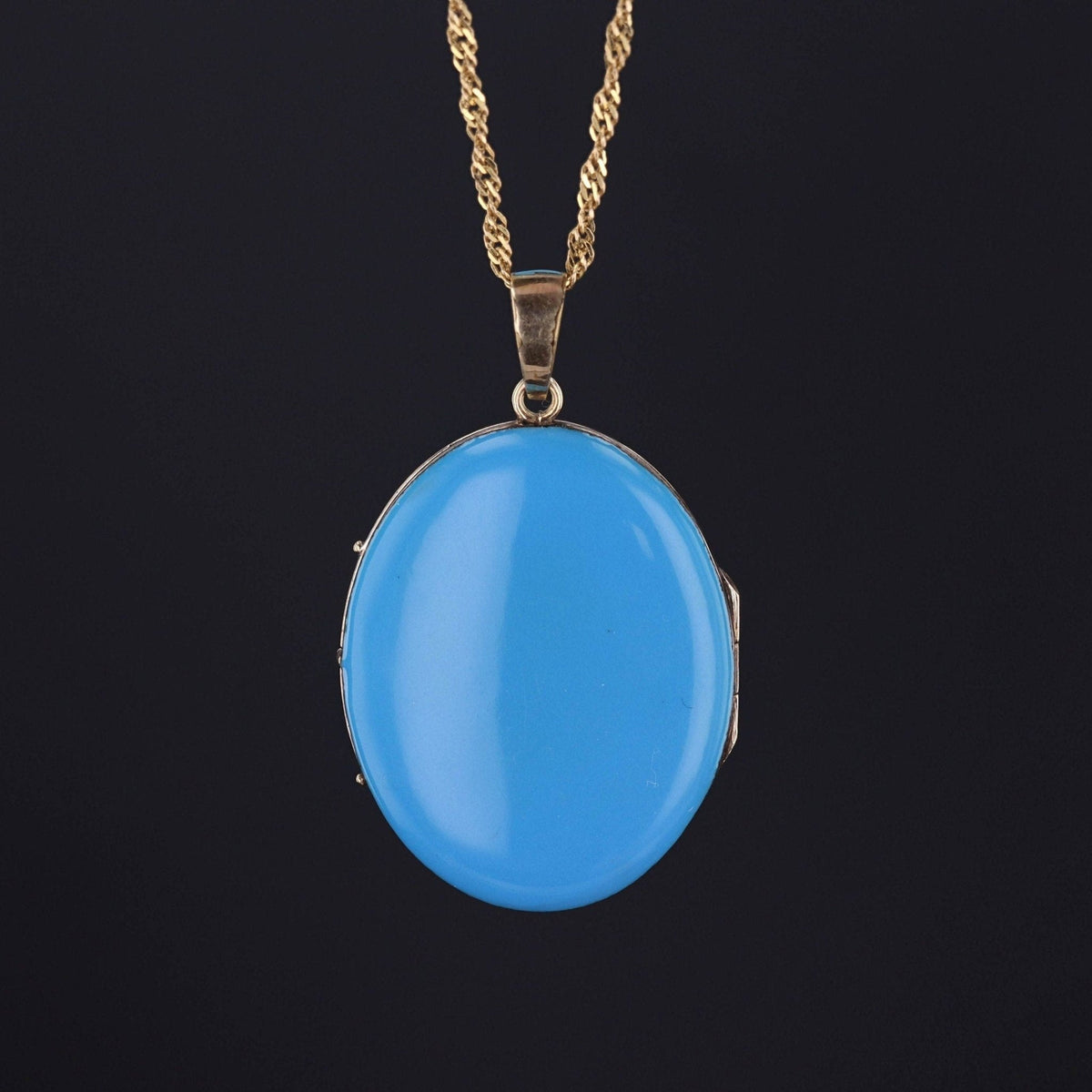 Antique Victorian Locket | Blue Enamel Flower Locket - Trademark Antiques