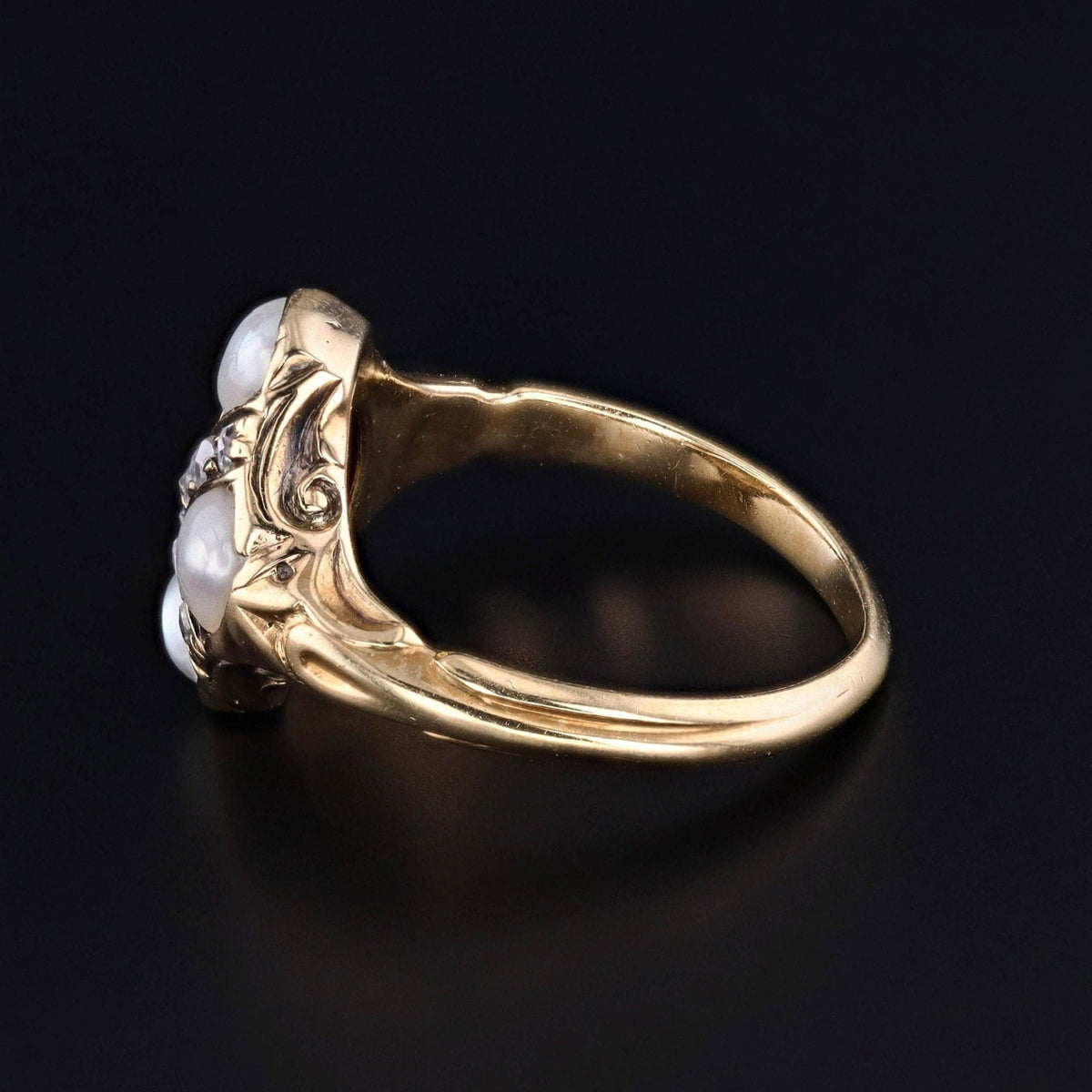 Antique Victorian Pearl and Diamond Ring of 15ct Gold - Trademark Antiques