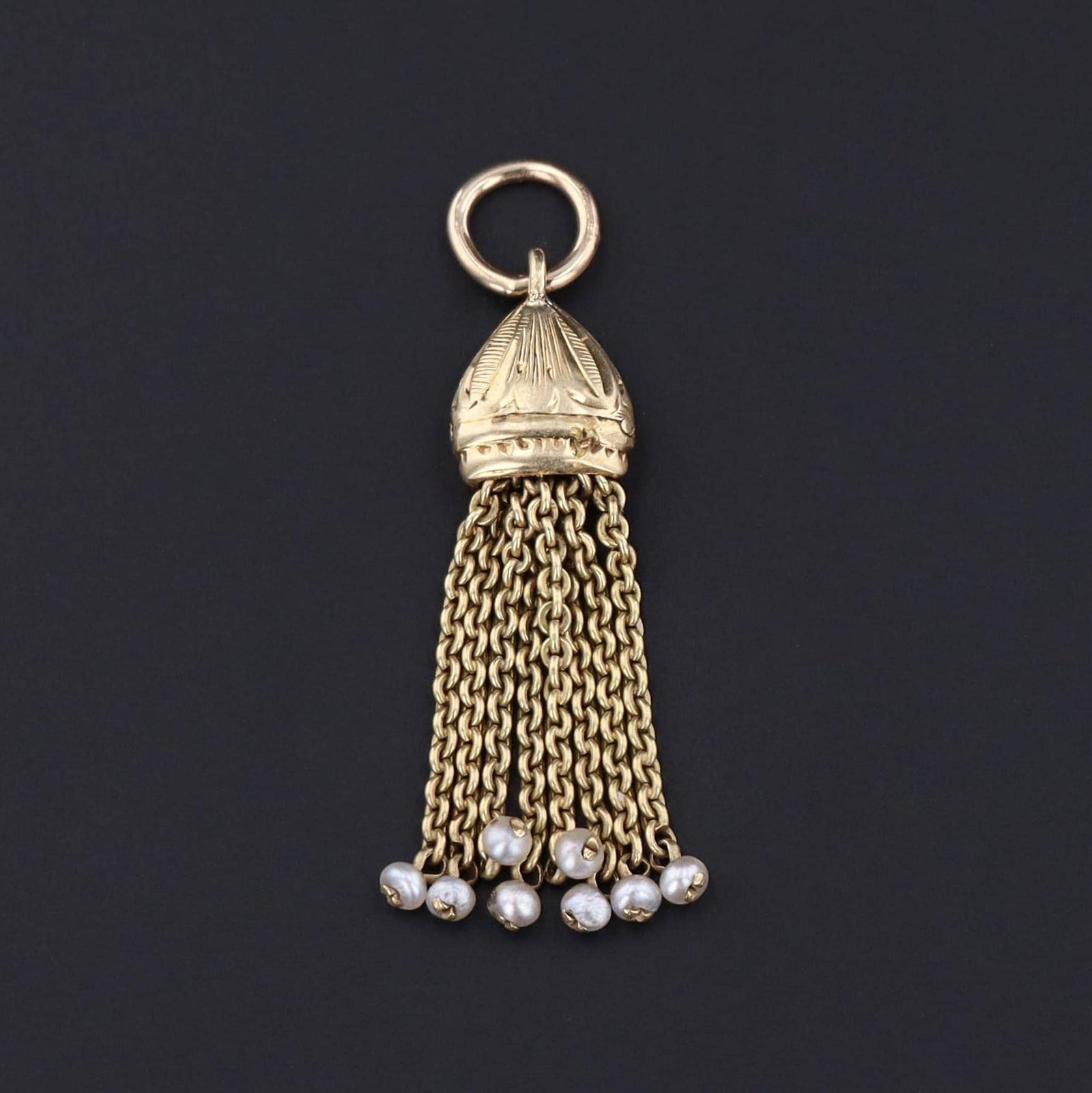 Antique Victorian Tassel Pendant | 14k Gold Pendant - Trademark Antiques