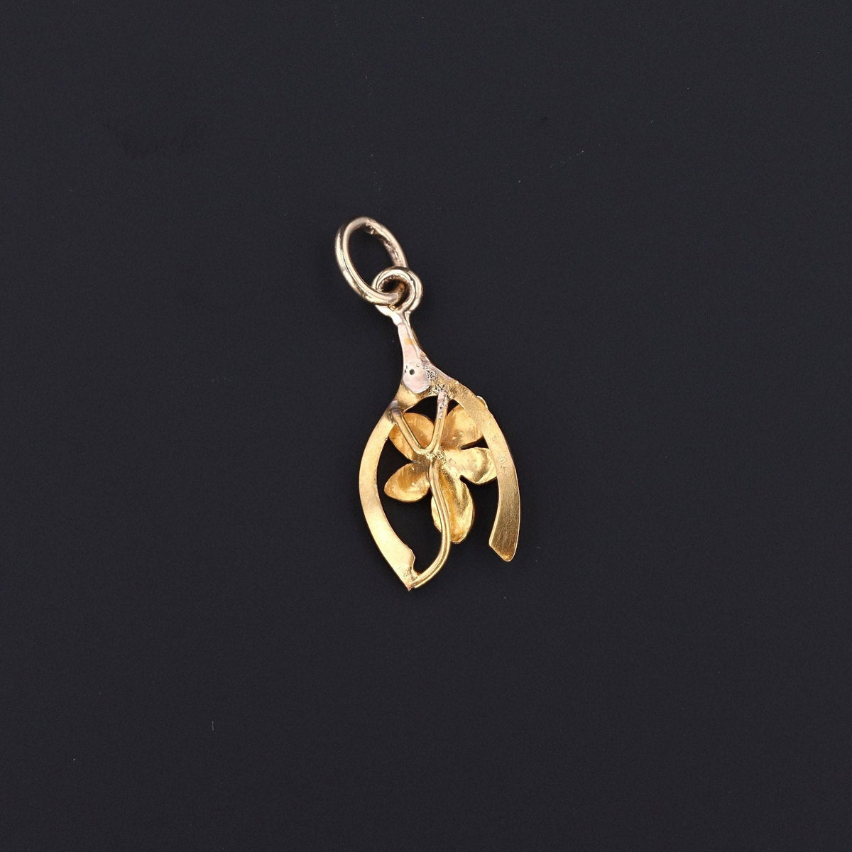 Antique Violet Wishbone Charm | Good Luck Charm - Trademark Antiques