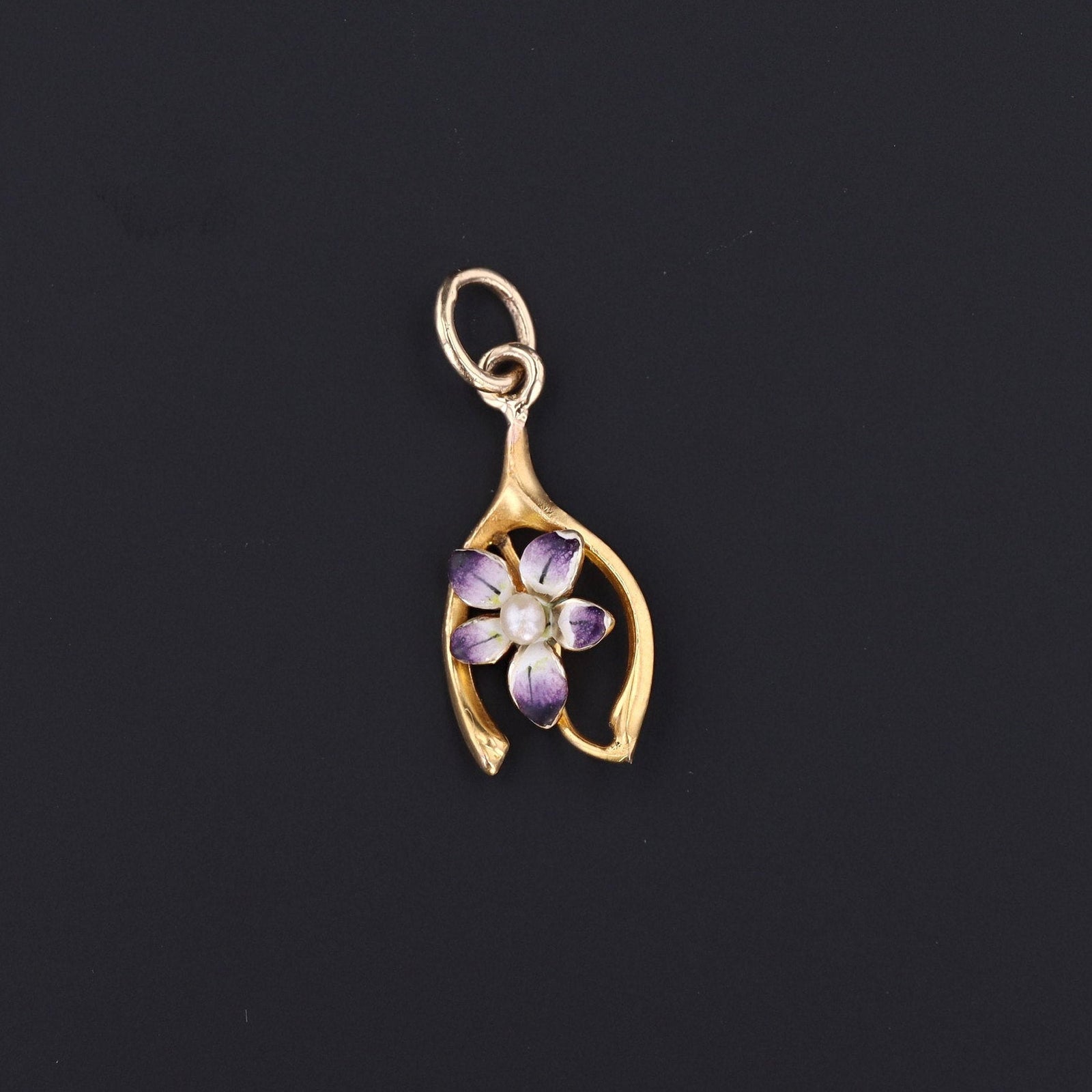 Antique Violet Wishbone Charm | Good Luck Charm - Trademark Antiques