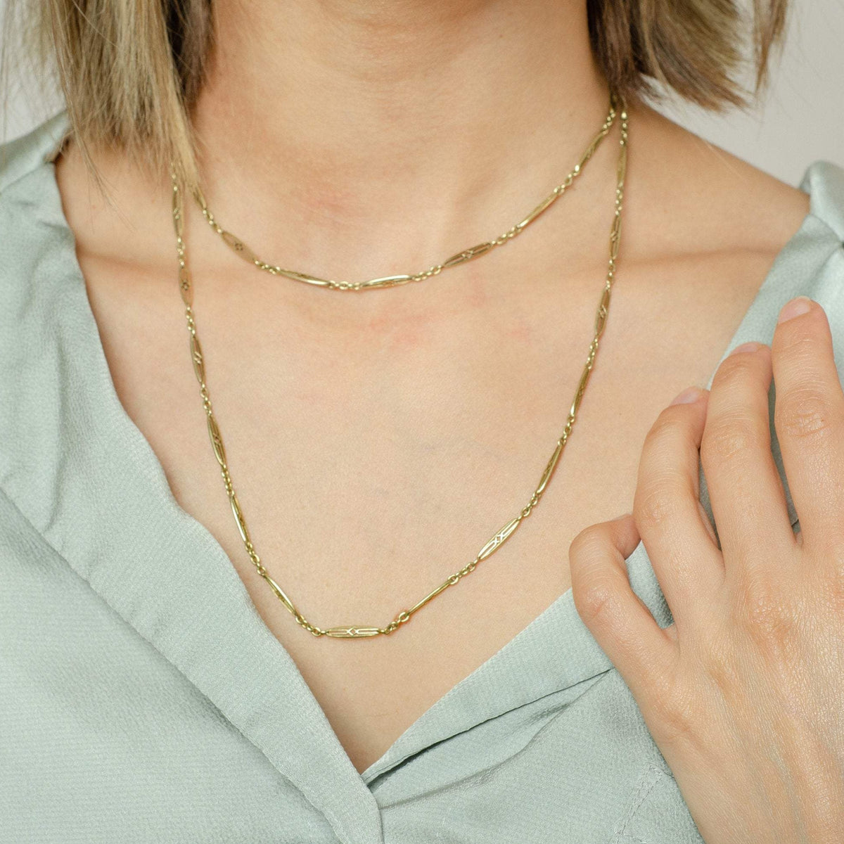 Antique Watch Chain Necklace | 14k Gold Watch Chain - Trademark Antiques