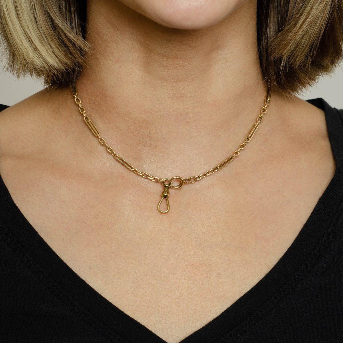 Antique Watch Chain Necklace | 14k Gold Watch Chain - Trademark Antiques