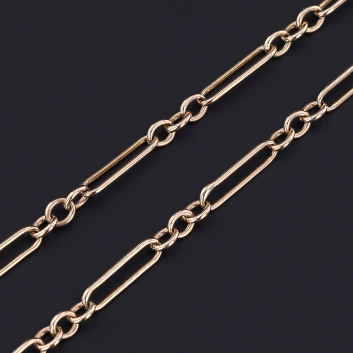 Antique Watch Chain Necklace | 9ct Gold Trombone Link Watch Chain - Trademark Antiques