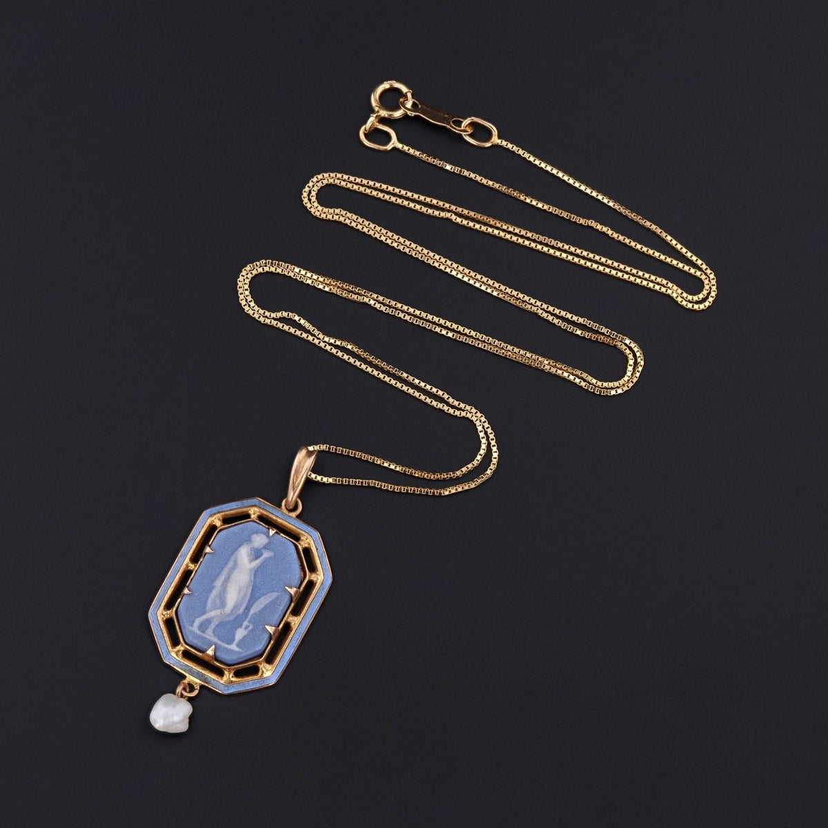 Antique Wedgwood Cameo Pendant of 14k Gold - Trademark Antiques