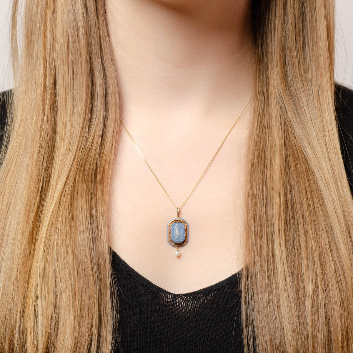 Antique Wedgwood Cameo Pendant of 14k Gold - Trademark Antiques