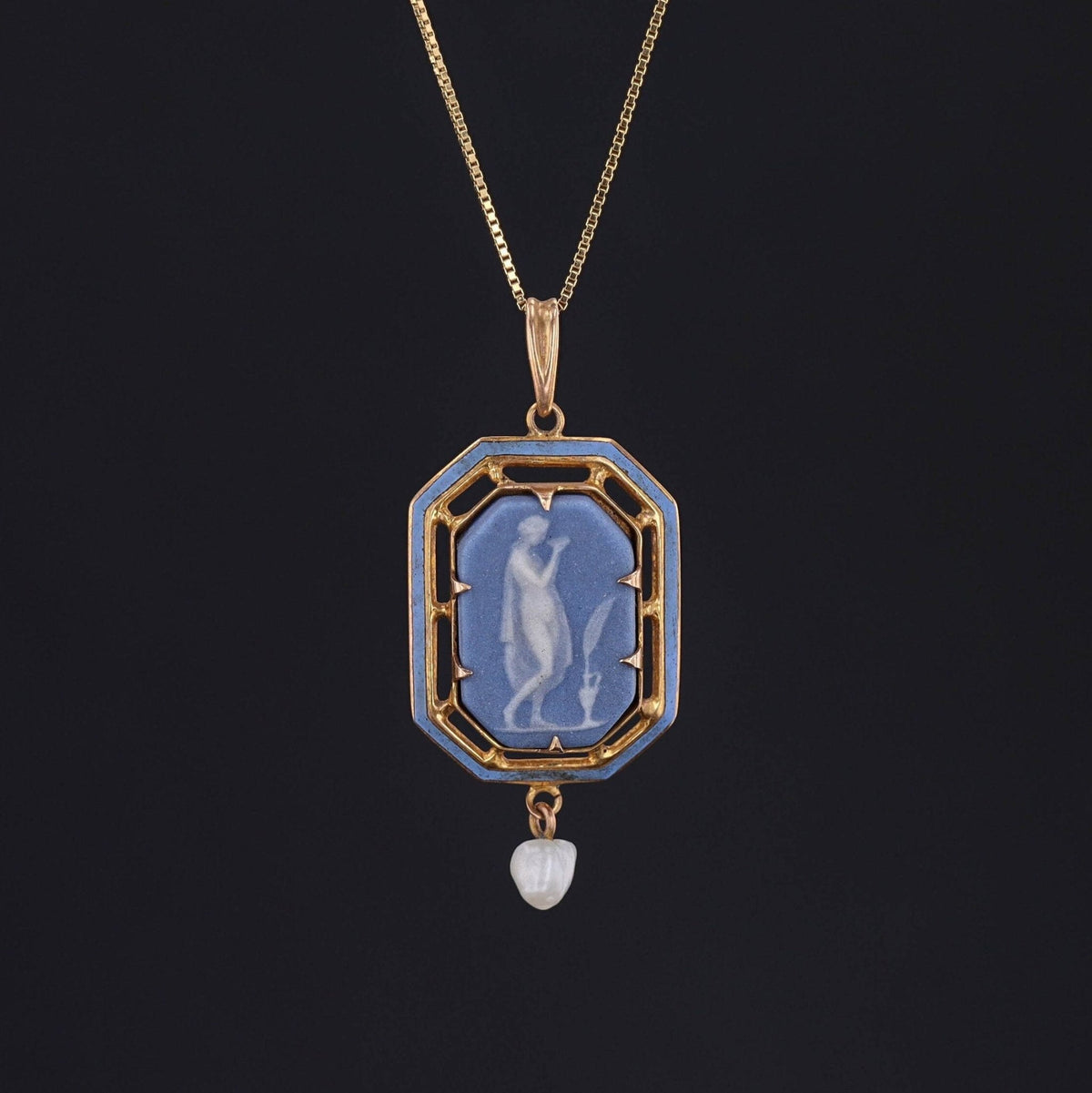 Antique Wedgwood Cameo Pendant of 14k Gold - Trademark Antiques