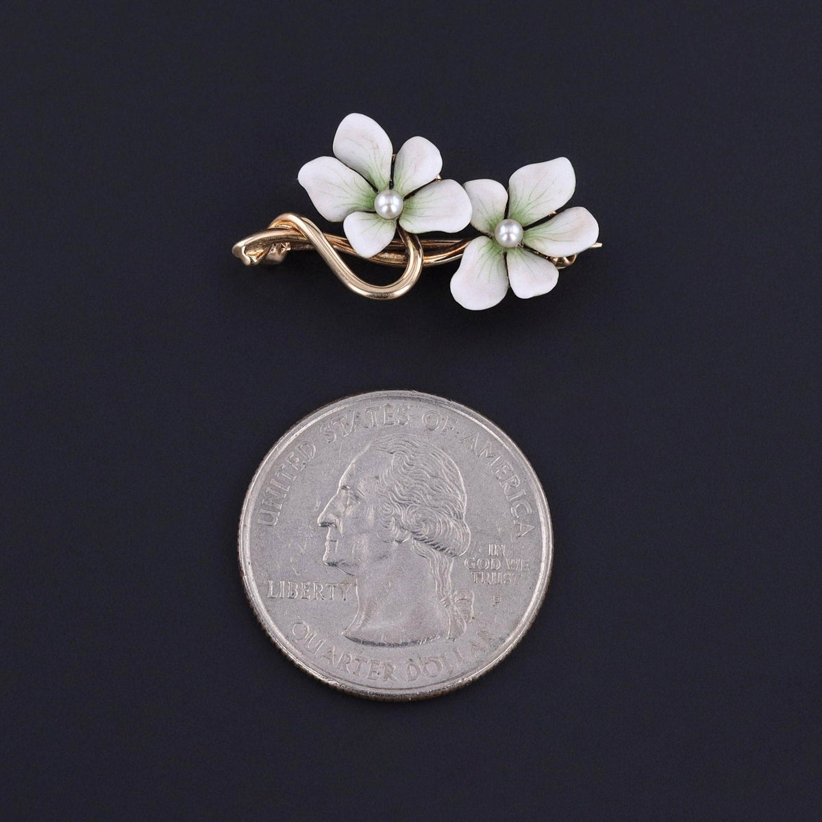 Antique White Violet Brooch of 14k Gold - Trademark Antiques